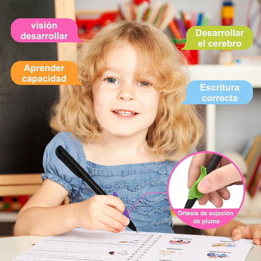 Cuaderno Mágico de escritura para Niños - PACK de 4 cuadernos + bolígrafo mágico!